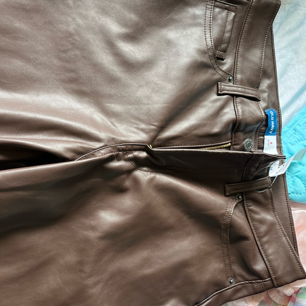 Brown Faux Leather Pants